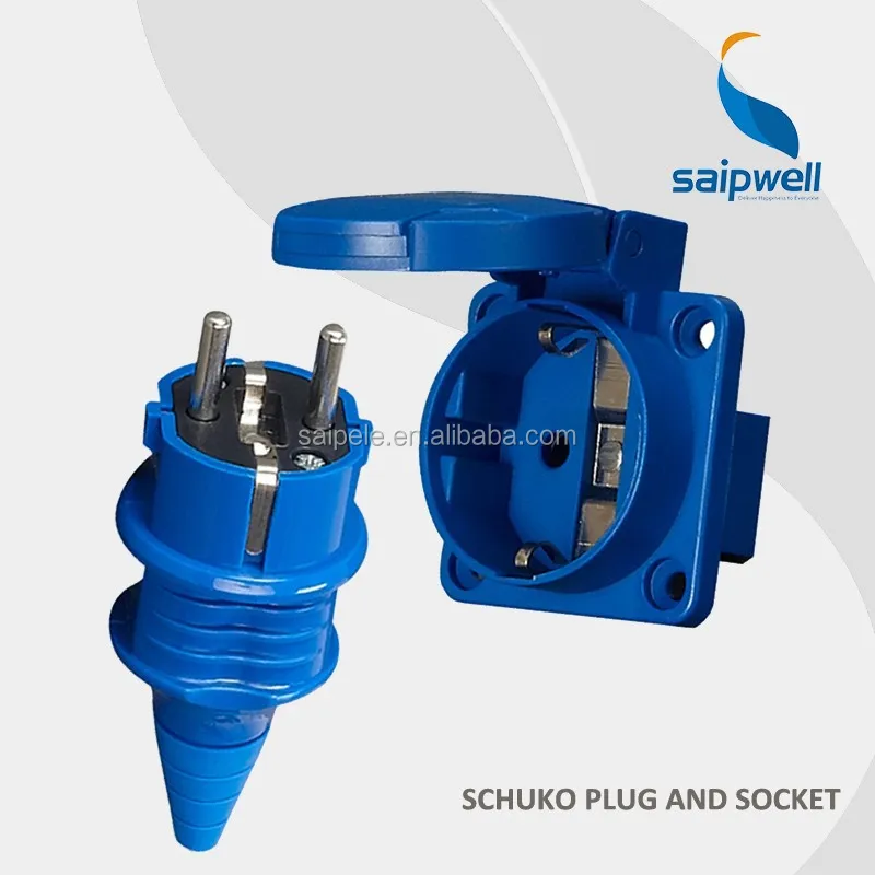 Weatherproof 16A 230V Female Type Schuko Socket 2Pin Round Socket (SP-11010)