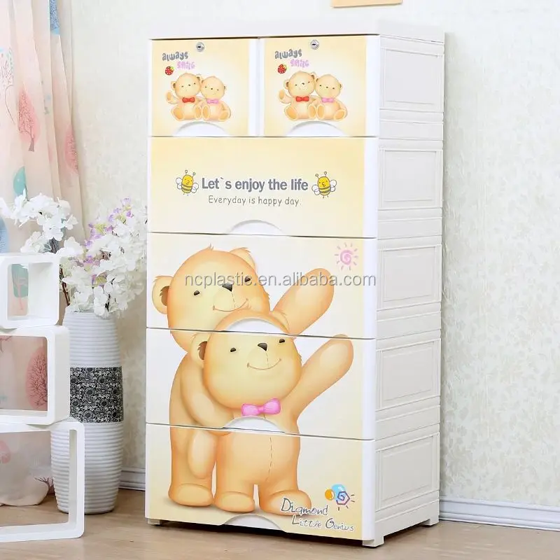 cartoon design kids toy storage plastic drawer