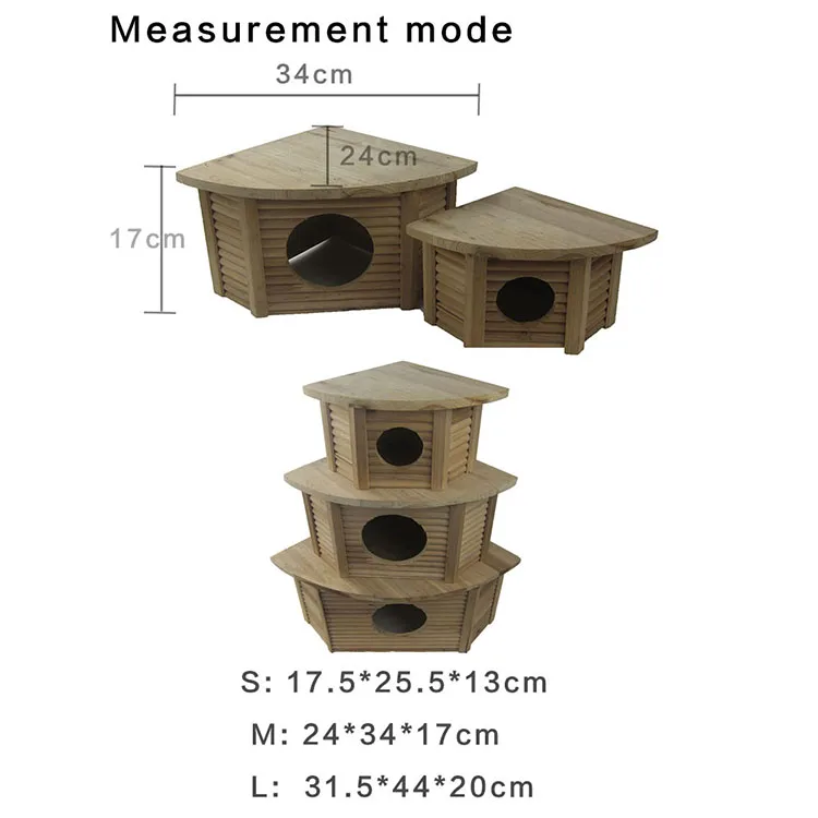 3 Floors Assembled Wooden bird house cages for small animals