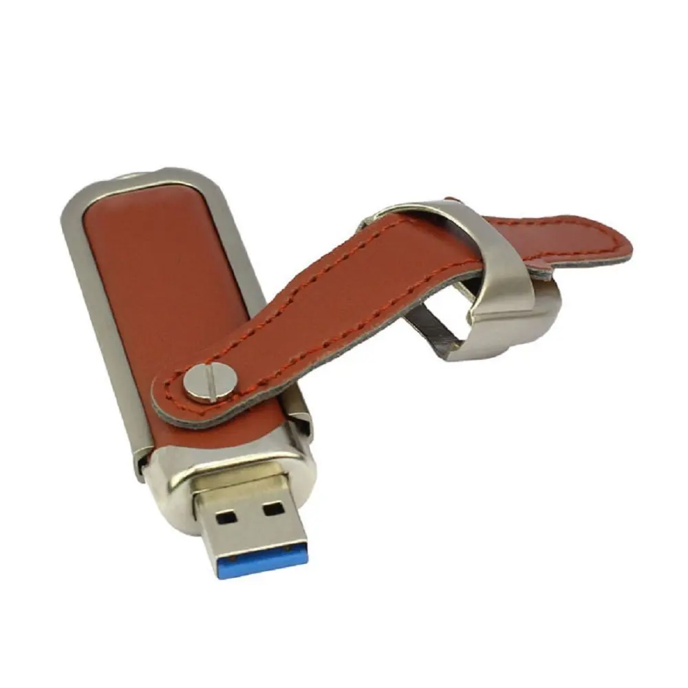 High-end USB 3.0 Flash Pen Drive leather  Memory Stick Free custom brand logo
