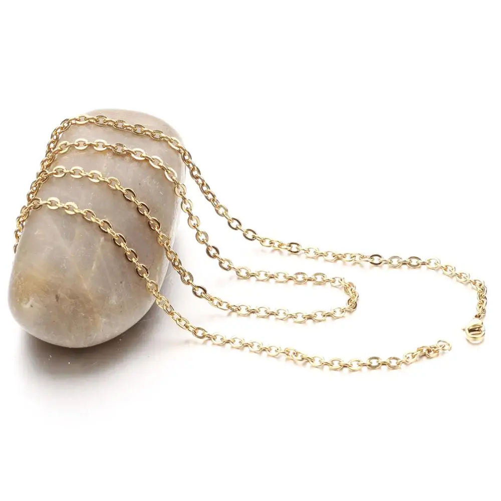 Width 2mm/1mm Cut Rolo Link Chain Rose Gold/Gold/Steel Color Stainless Steel Chains Necklaces For Women/Men Accessories