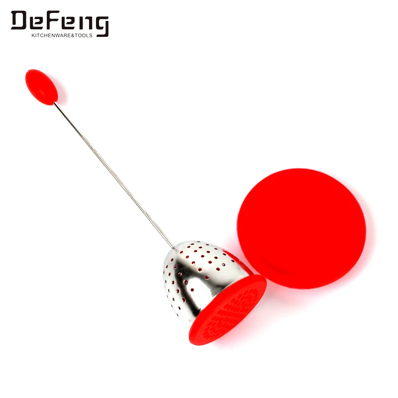 Stainless steel tea filter tea infuser with red color  tray