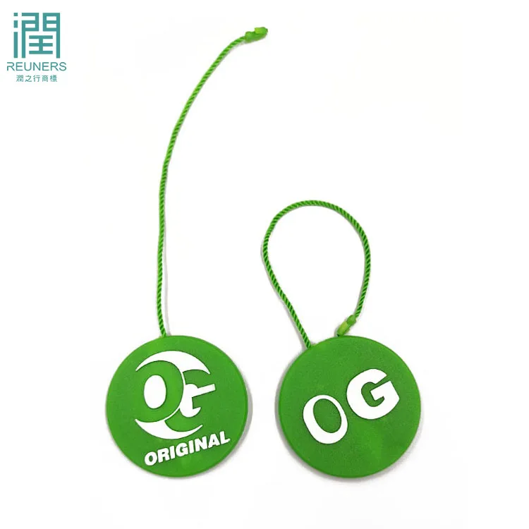 Custom brand colorful lock seal hang tag plastic string tag for garment