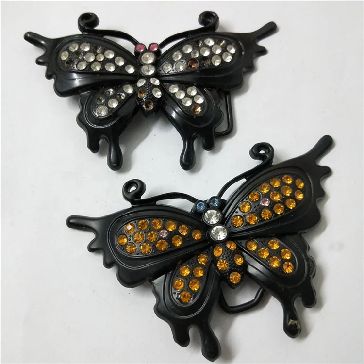 Colorful Butterfly shape Rhinestone metal belt buckle Diamond Spray paint buckle for garment belt