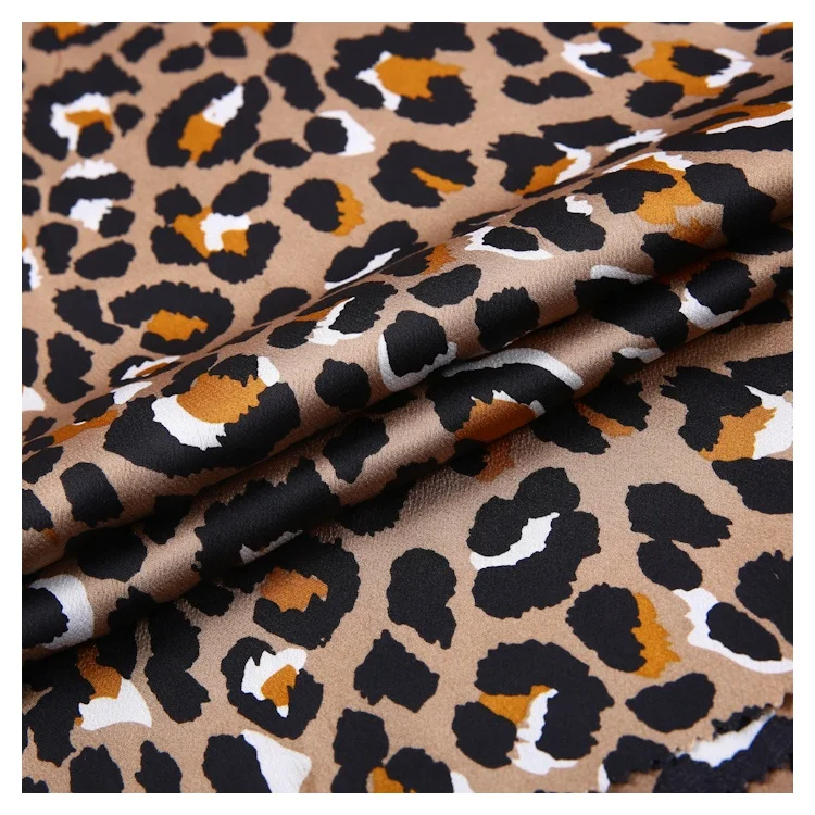 
Fashion design bubble leopard animal printed cloth material 100% polyester satin fabric 