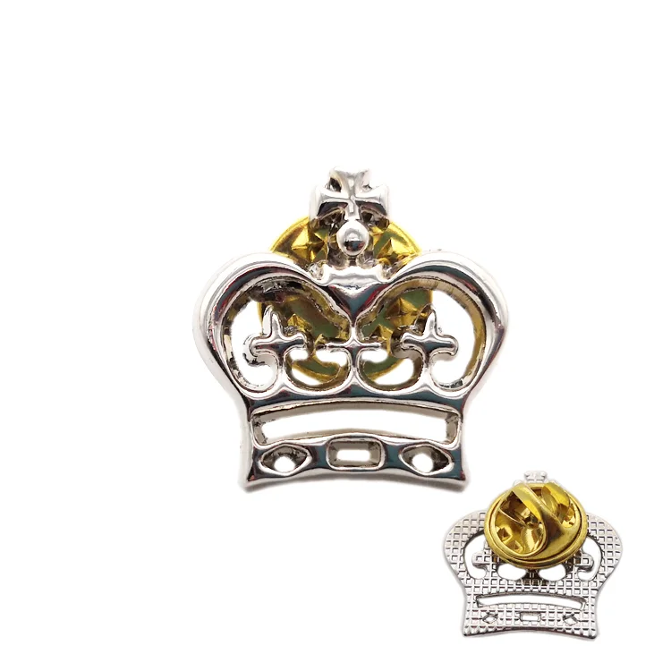 Wholesale engraved Crown shape logo custom metal lapel pin badge label for decoration