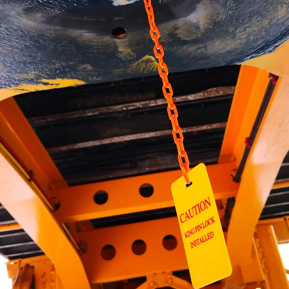 ENJOIN  Heavy Duty Steel Kingpin Lock 5Th Wheel Trailer Lock King Pin Orange Lock with Bright Yellow Caution Tag