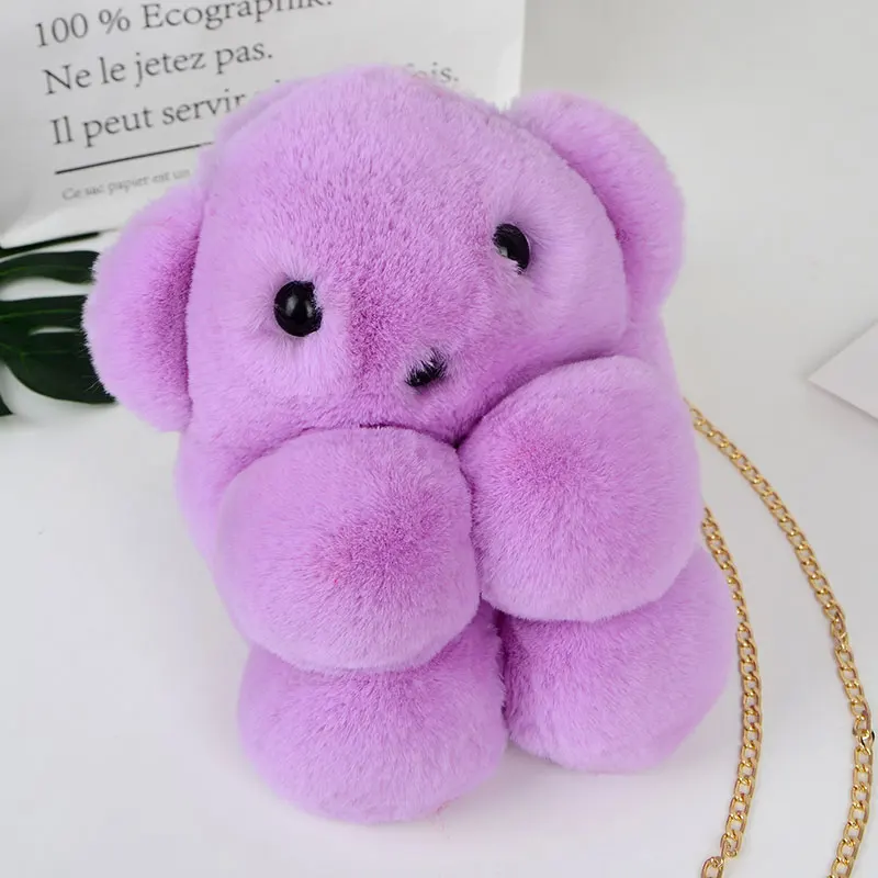 Лидер продаж плюшевая меховая сумка с медведем через плечо милые стильные сумки для
