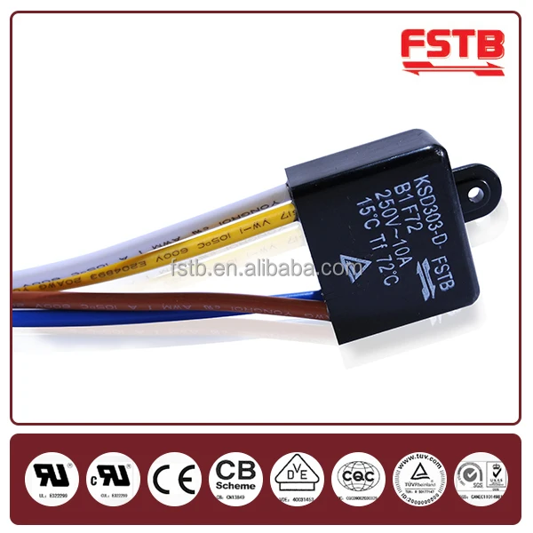 KSD303 led for fridge  thermostat Thermal Fuse 10A 250V Mini Thermostatic Bimetal Temperture Switch