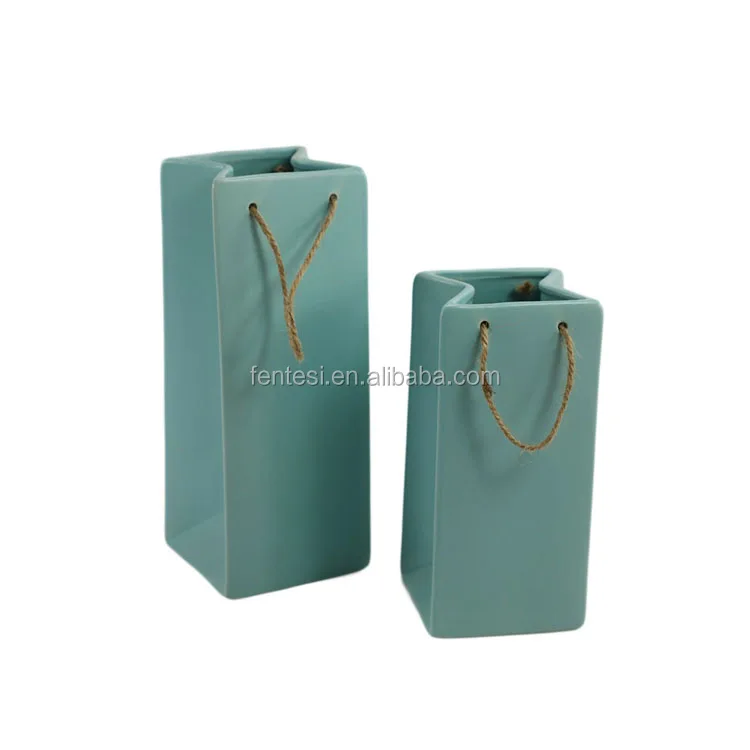 Bag shaped colorful porcelain modern ceramic floral vases wholesale