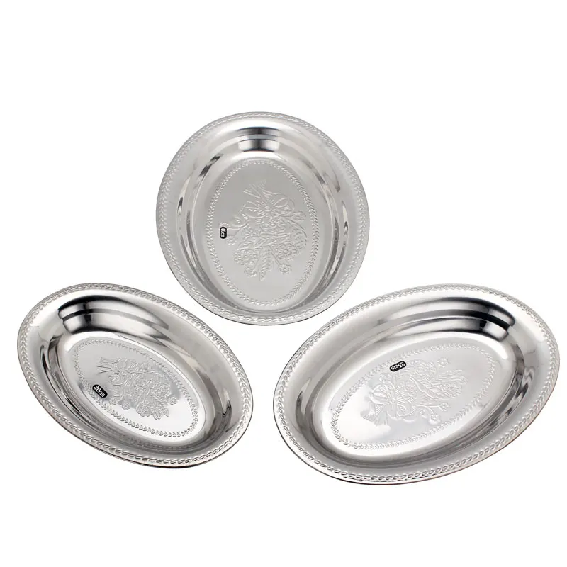 
Stainless Steel Oval Tray Food Serving Tray Metal Tray 