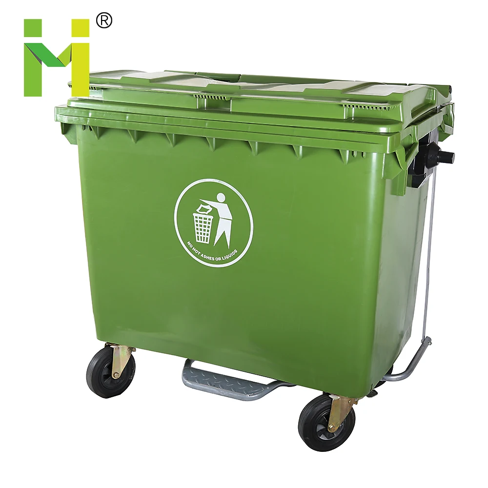 
1100l 1100 liters euro medical plastic trash container with lid and wheels 