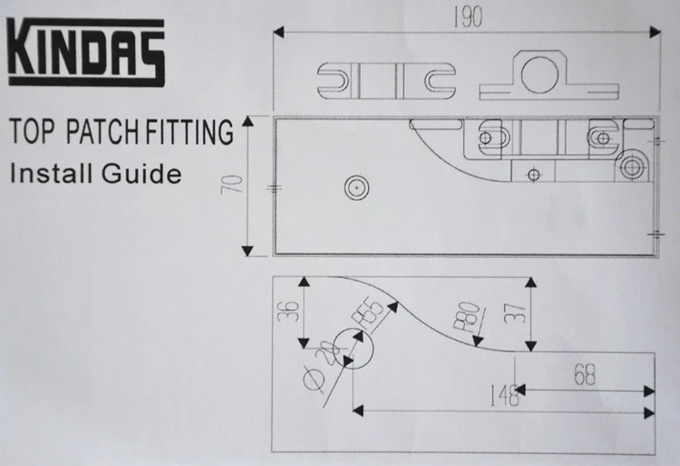 Kindas Large size Top Door Patch Fitting Glass, Glass Door Clamp ZJ-A0021