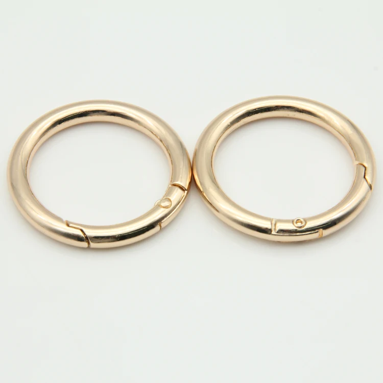 Latest shiny gold color metal spring gate ring for handbag use bag fittings