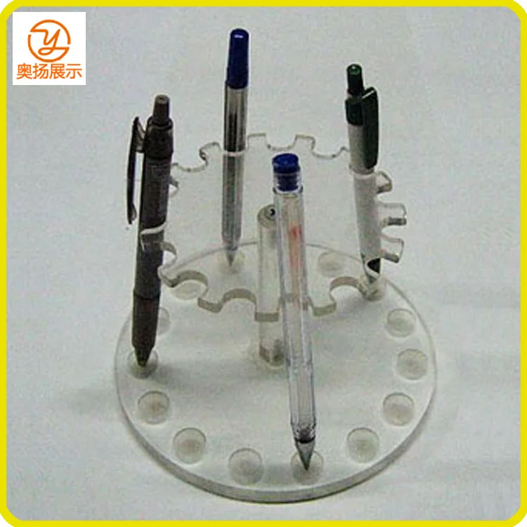 Custom fan shape clear acrylic pen holder display stand for stationery shop sale
