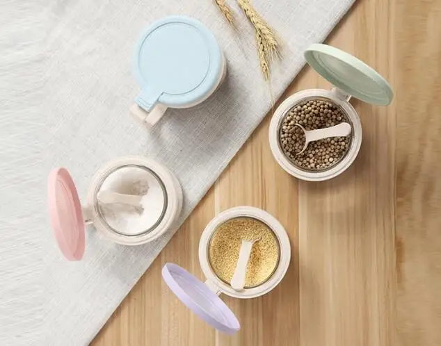 Экологически чистый контейнер для специй 300 мл * 3, банка для специй, набор контейнеров для специй с ложкой