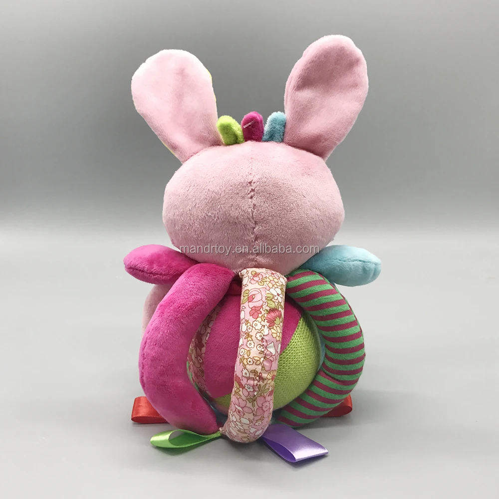 EN-71 & ASTM test passed super soft safe baby gift removeable activity shaking rabbit ball plush toy