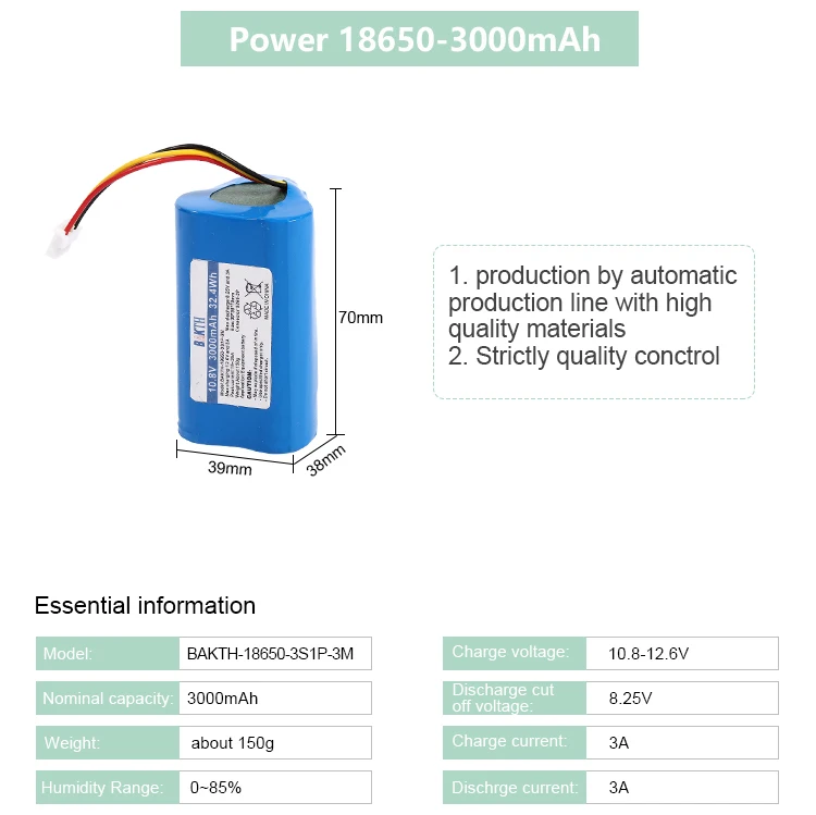 Original rechargeable lithium ion 18650 10.8V 3000 mAh battery high discharge rate li-ion battery pack