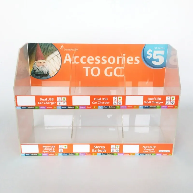 Custom acrylic data wire earphone cell phone accessory display stand