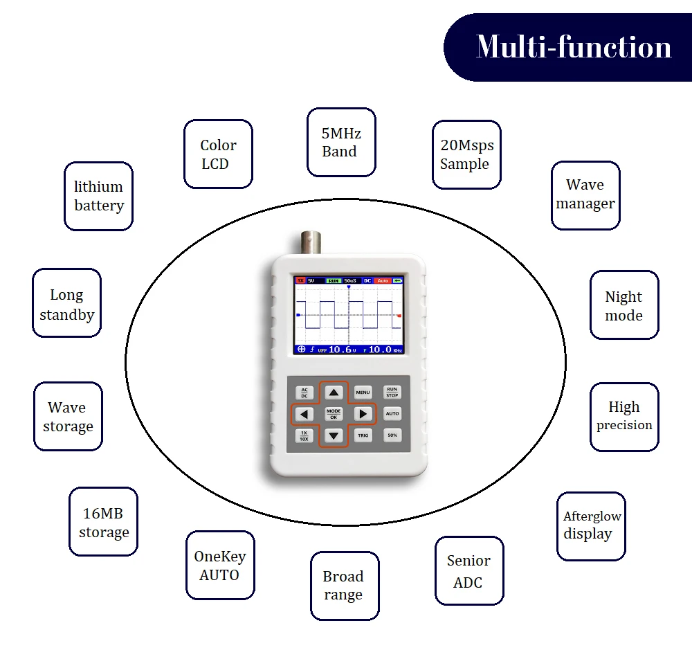 
DSO FNIRSI PRO Handheld mini portable digital oscilloscope 5M bandwidth 20MSps sampling rate 