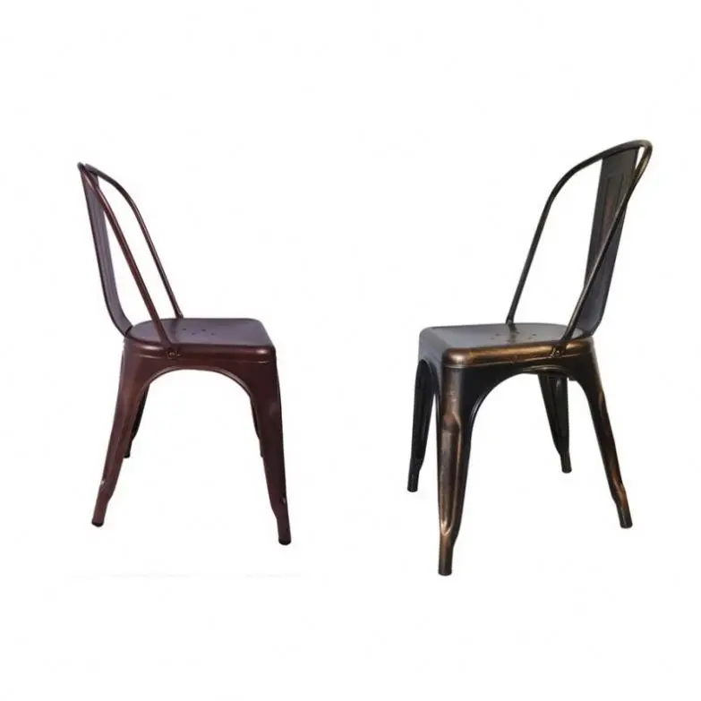 China Factory Vintage Industrial Style Metal Iron Cafe Dinning Chair