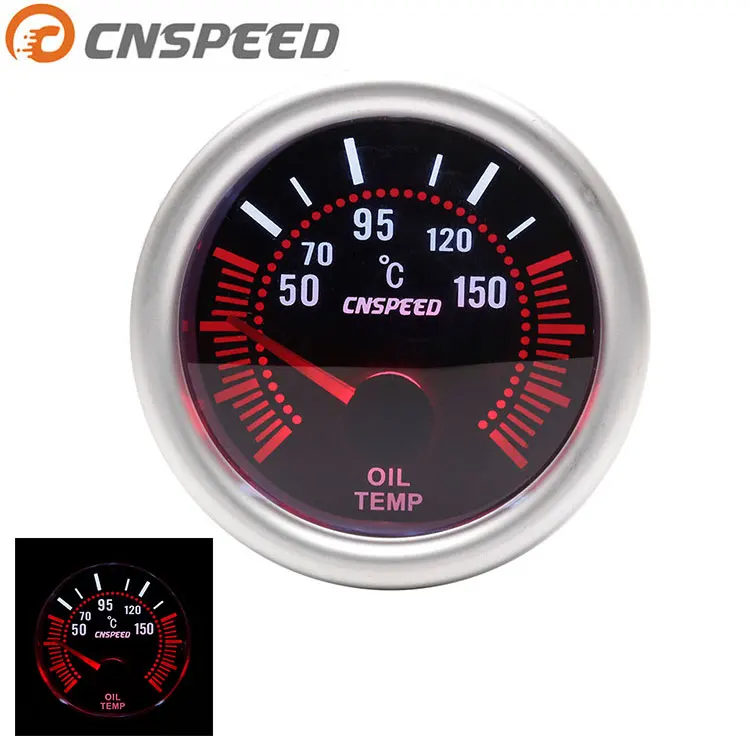 CNSPEED 2' 52mm Car Auto Oil Temperature Gauge Meter Pointer LED with Oil Temp Sensor