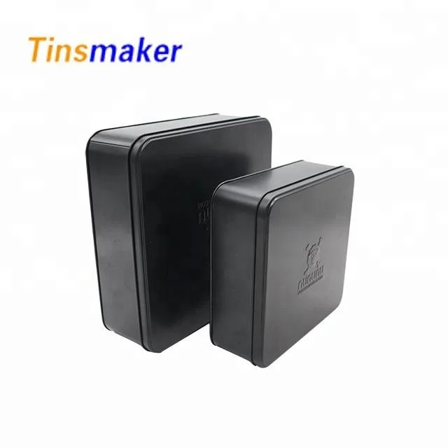 empty metal tins large matte black square wedding gift tin jar CUSTOM TIN BOX