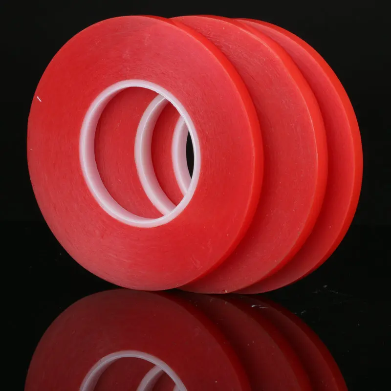 Red Liner Transparent Pressure Sensitive 02mm Clear Double Sided Polyester Tape