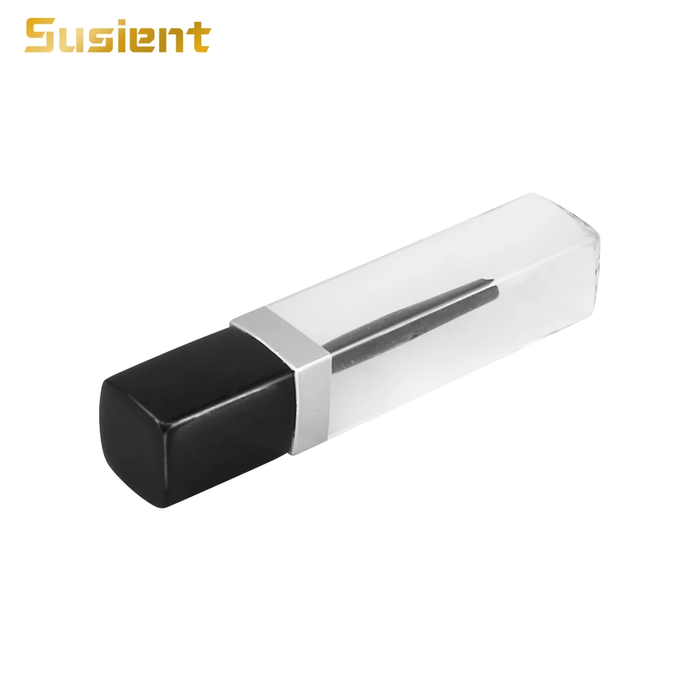 Free sample white cylinder transparent empty custom plastic mini square top lip gloss tube packaging short lipgloss tube