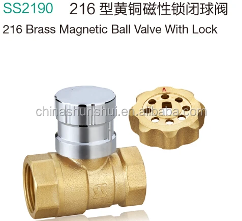 Magnetic locking brass ball valve lockable brass ball valve plastic lock zinc lock
