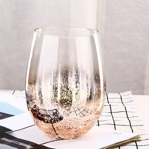 Electroplate wine glass, stemless red wine glass ,colored glass Wine Cup