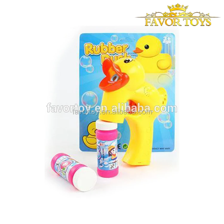Hot selling Yellow duck shape bubble gun with music and LED flash