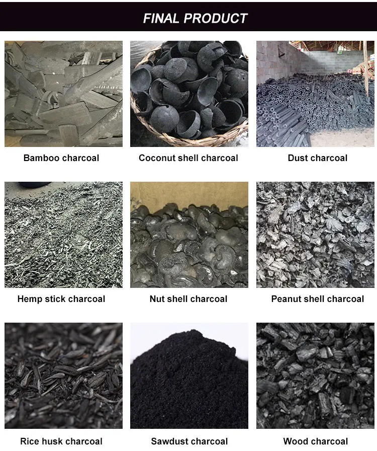 Continuous rotary sawdust carbonization furnace Biomass coco husk charcoal rotary carbonization furnace