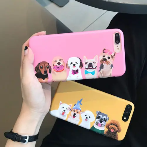 Korean Lovely cute 3D cartoon animal five Pet Dog Party design Soft TPU phone Case Cover For iPhone 6s 7 8 Plus xs 11 pro max