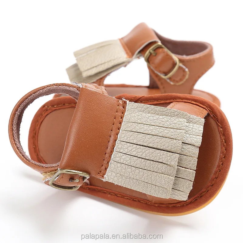 Красивые сандалии для девочек и мальчиков 2017 детская обувь кожаные мокасины с твердой резиновой подошвой