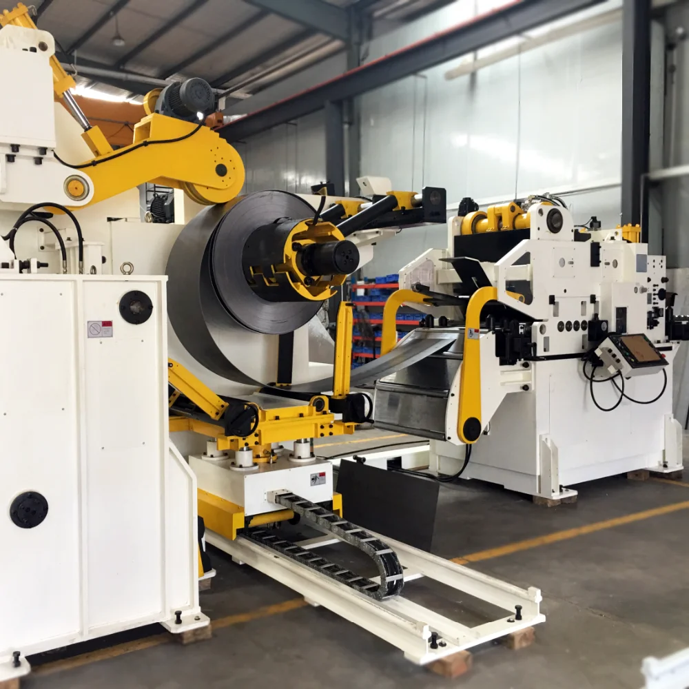 
3 In 1 Sheet Metal Steel Coil Uncoiler Leveler NC Servo Feeder Machine Working With Press For Metal Stamping Line 