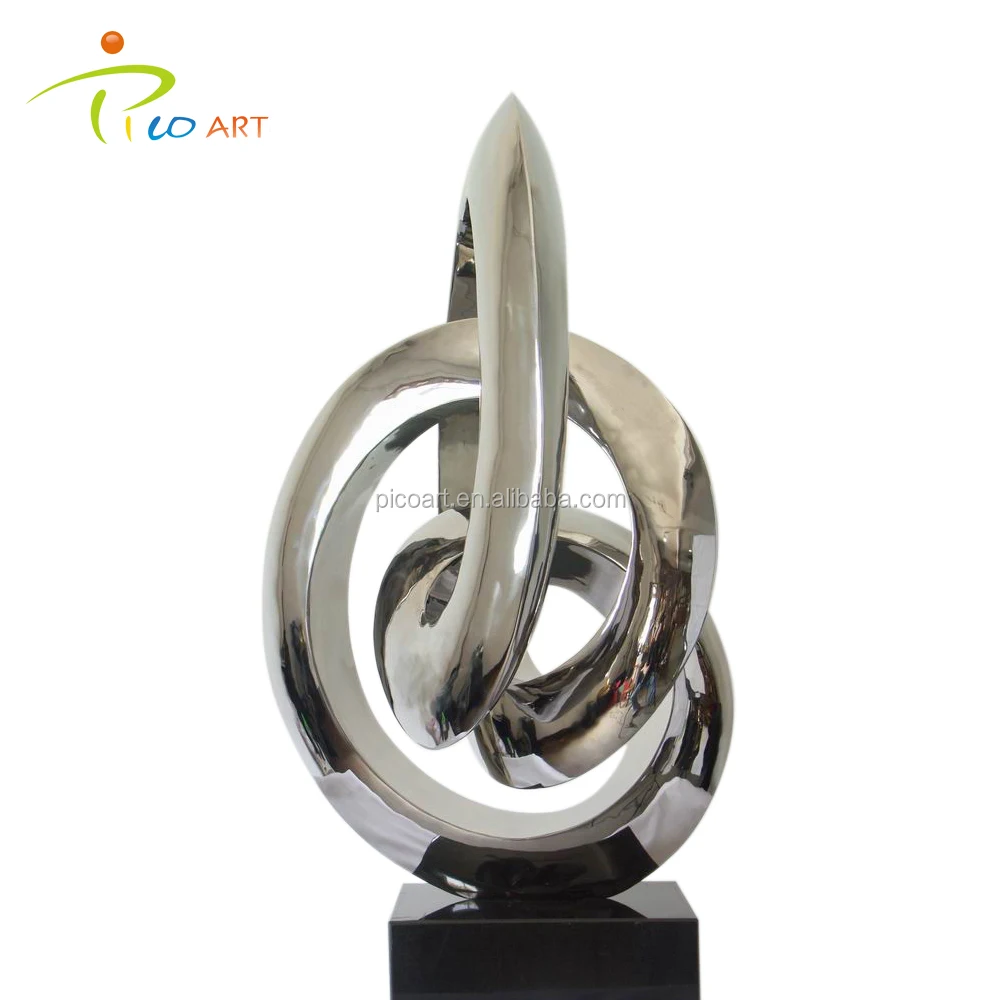 Hand crafted stainless steel modern indoor silver polished metal sculpture