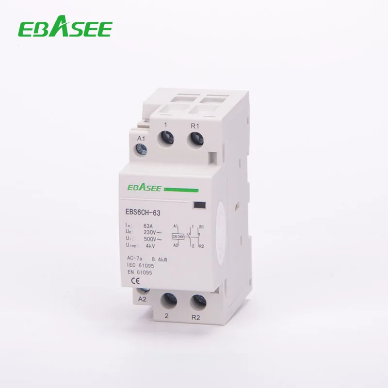 EBASEE Modular din rail 16A 25A 32A 40A 63A 1pole 2pole 3pole 4pole ac modular contactor 2NO 2NC