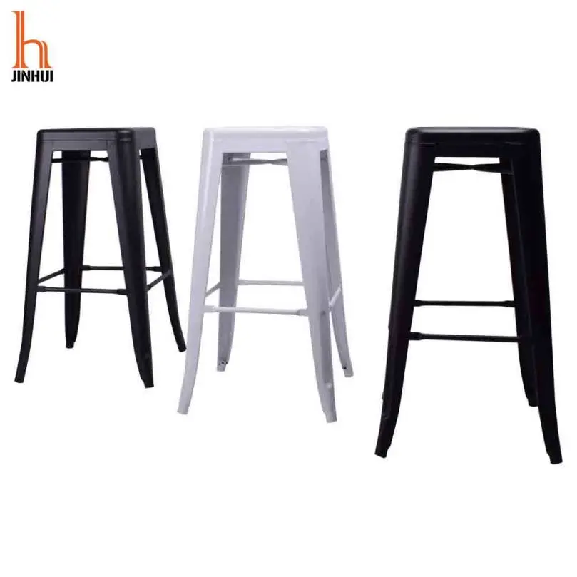 Дешевая оптовая продажа, винтажный промышленный черный металлический Железный барный стул
