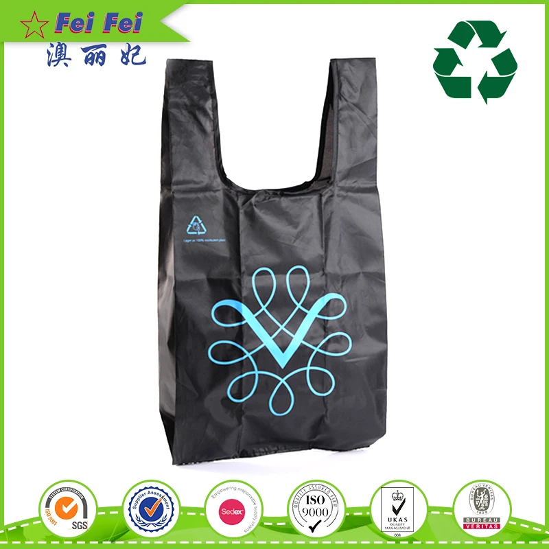 wholesale brand RPET nylon foldable recycle reusable shopping bag with logo