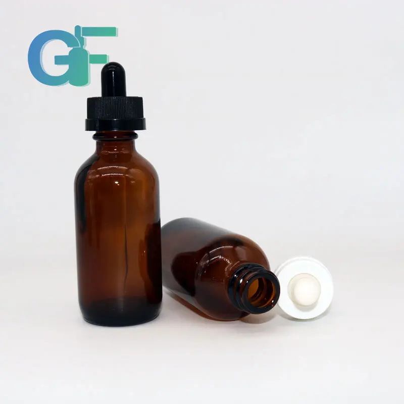 60ml clear amber boston round glass bottle for e juice