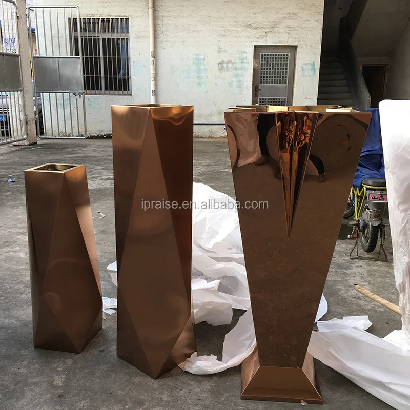 Outdoor rose gold home decor large indoor floor vase / plant pots