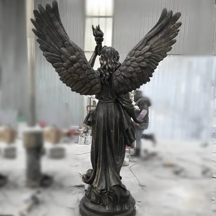 outdoor large fiberglass angel sculpture of the goddess  light