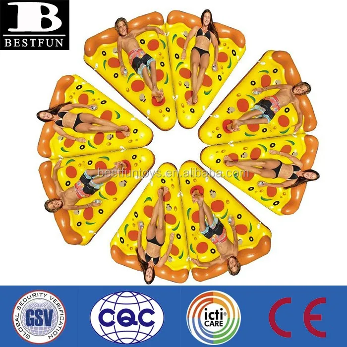 Factory customized advertising inflatable pizza pool float raft toy plastic pizza slice float pizza mattress water bed