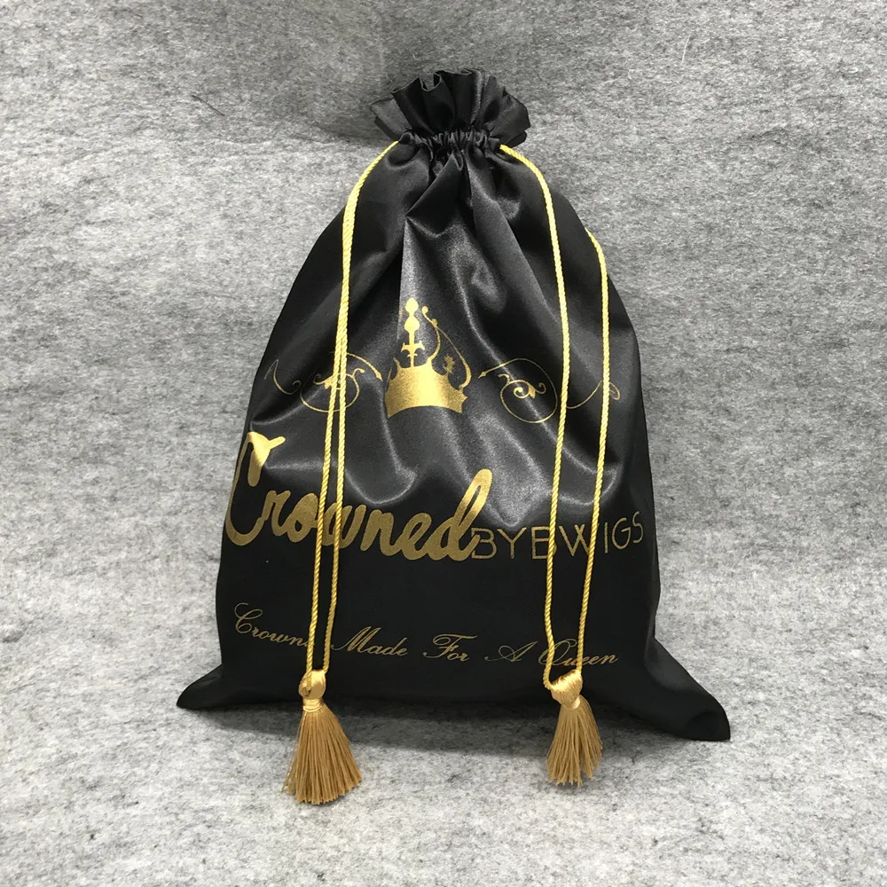 Wholesale Black 3 Bundles Wig Satin Hair Packaging Bags