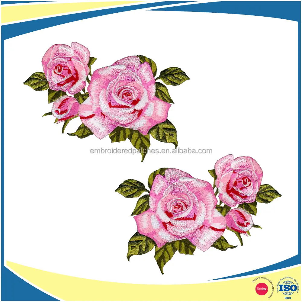 Iron On Embroidery Patch  Peony flower Embroidered design