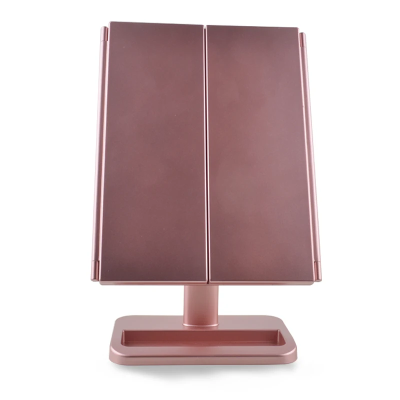 Private Label Wholesale Rose Gold 7X Magnifying Concave Make up Vanity Tray Mirror with LED light