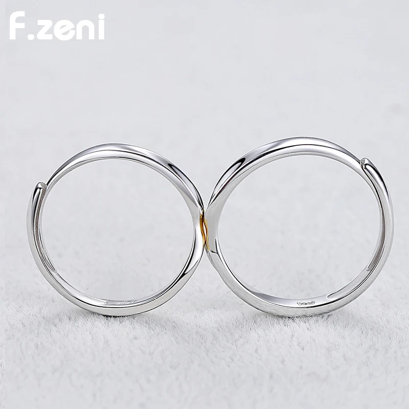 925 Sterling Silver Ring,Wedding Engagement Custom White Gold Plated Jewelry Fashion Statement Stylish Adjustable Couple ring