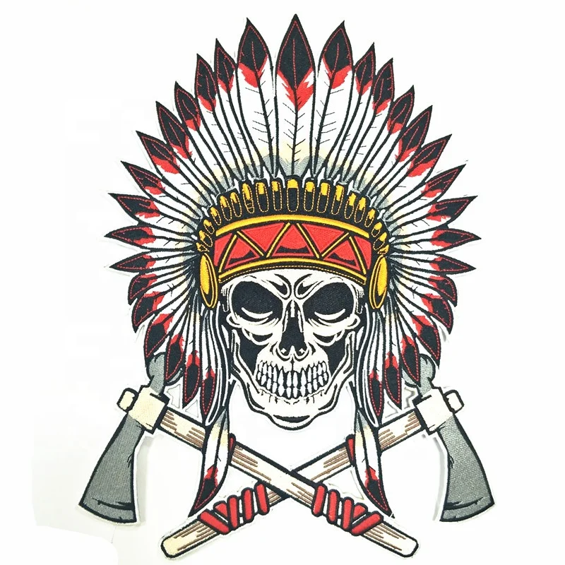 Custom Design Embroidery High Quality Skull logo Biker Motorcycle Patches