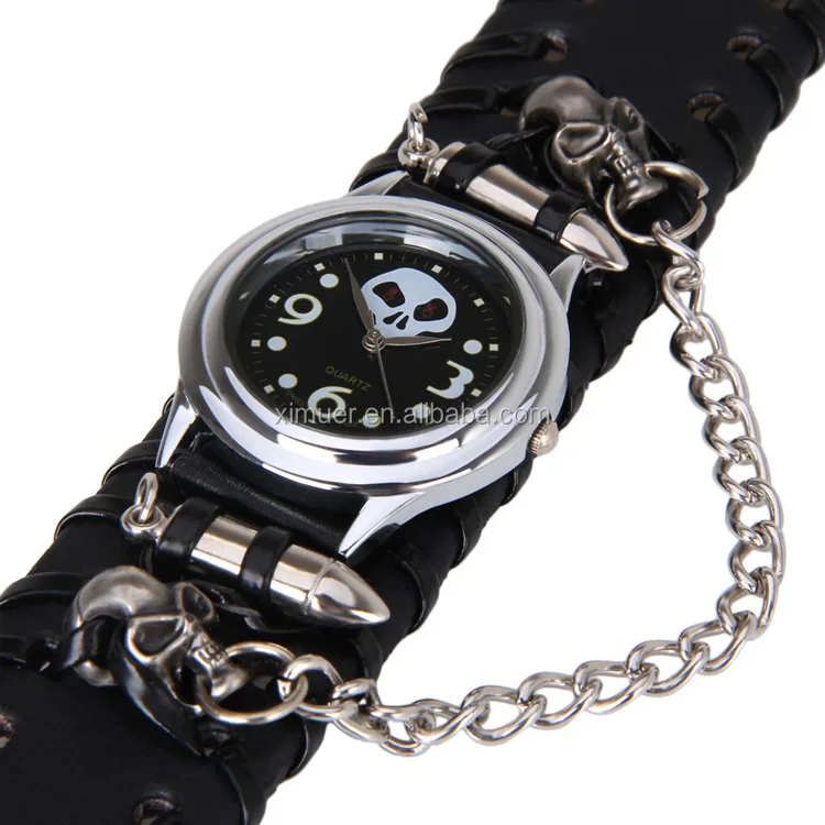 Cool Punk leather chain bracelet watches for boys